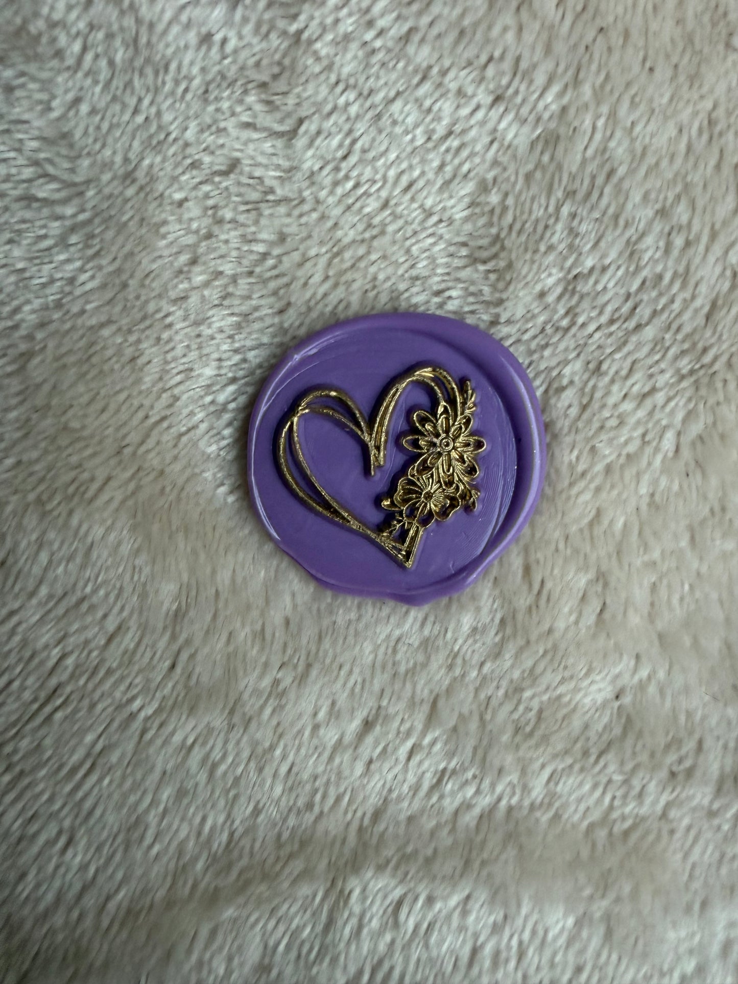 Wax zegel zelfklevend - hartje met bloemen