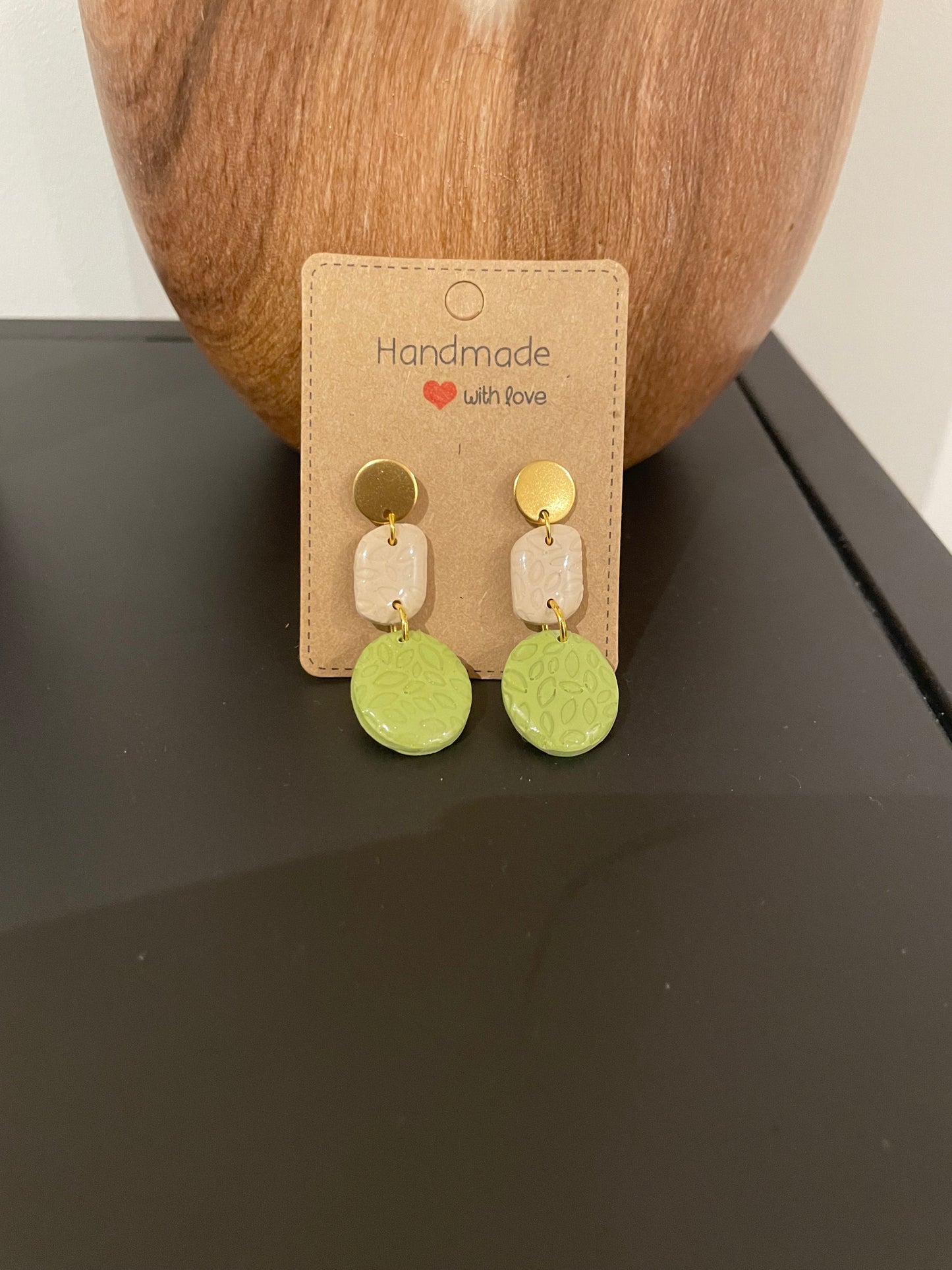 Oorbellen organische vorm dubbel met structuur