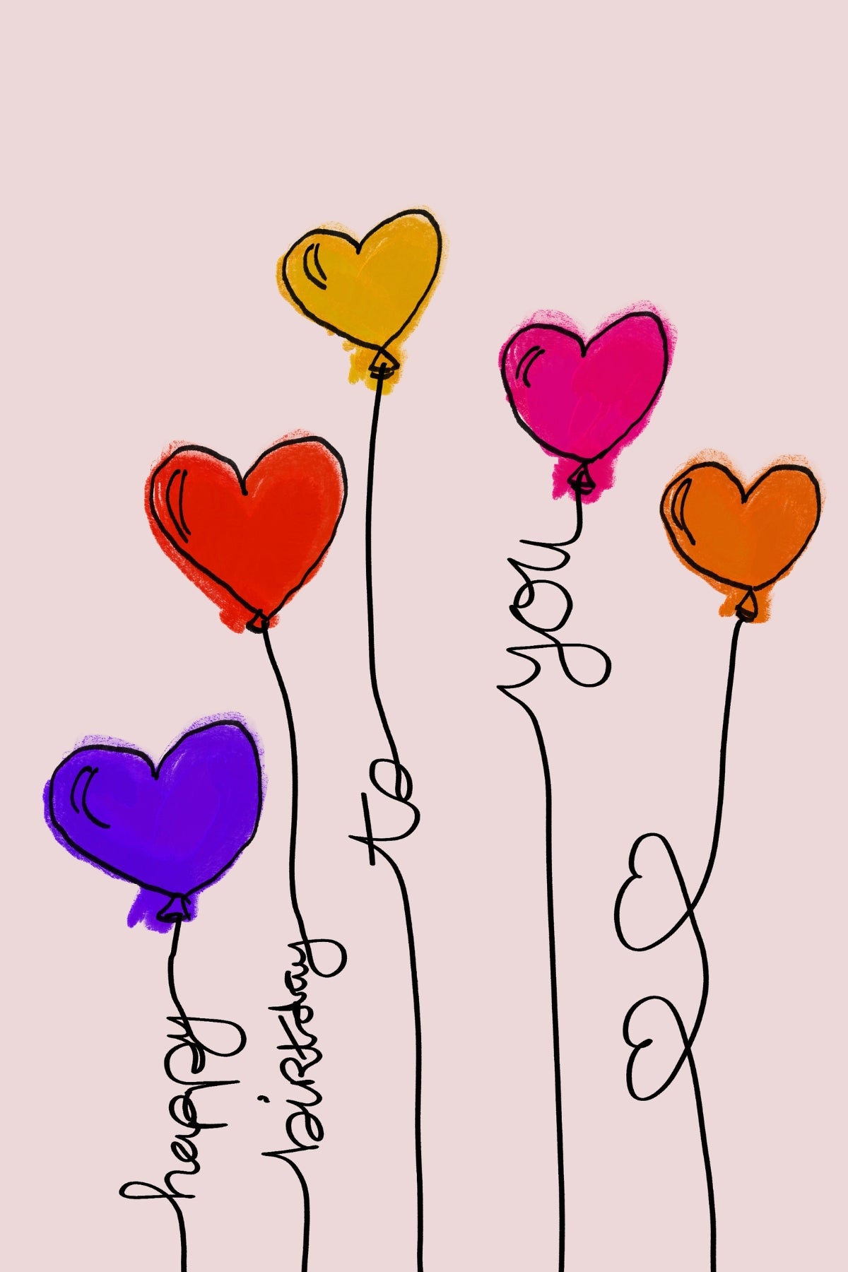 Wenskaart - Happy Birthday balloons