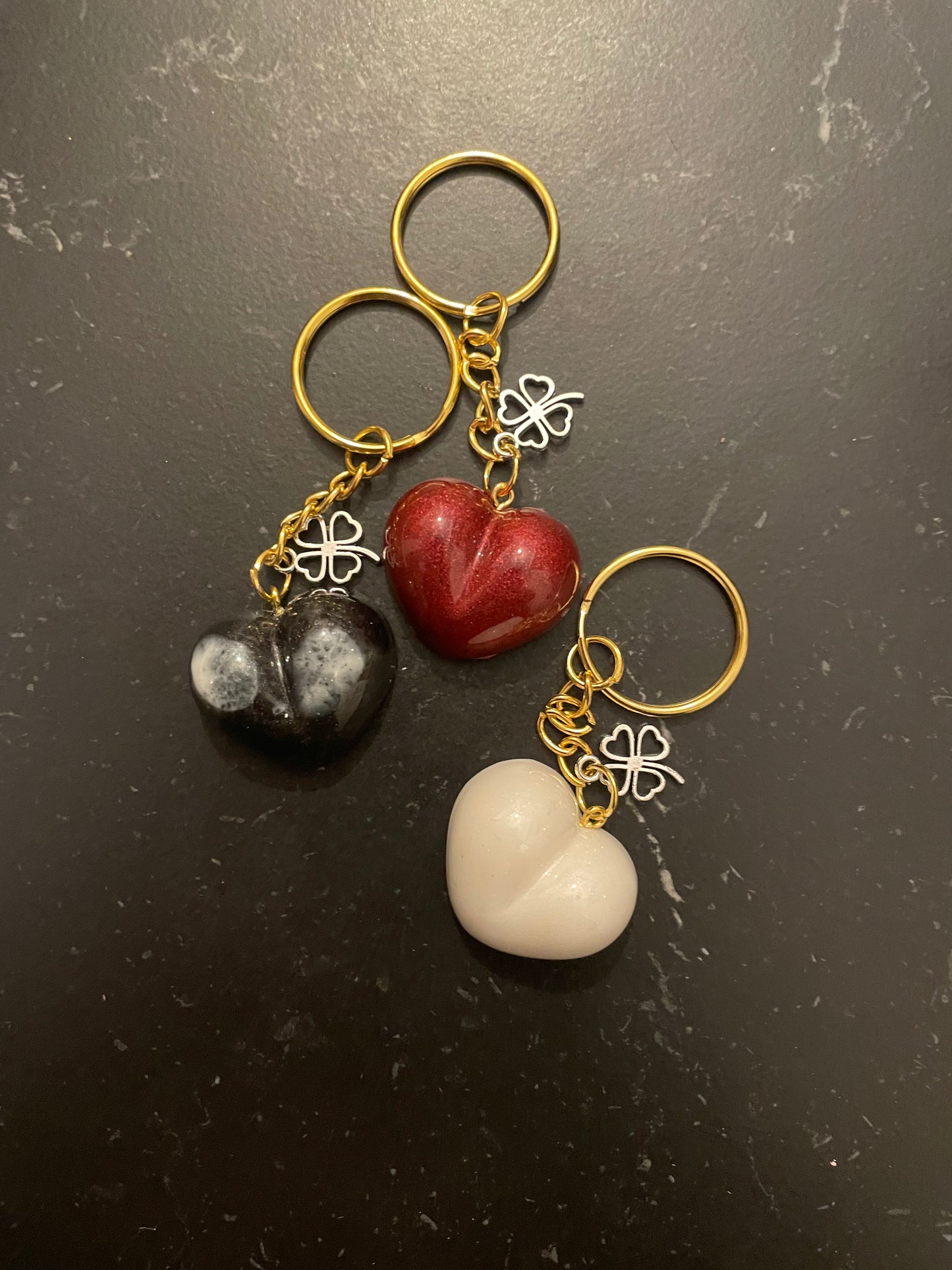 Heart key ring - with clover charm