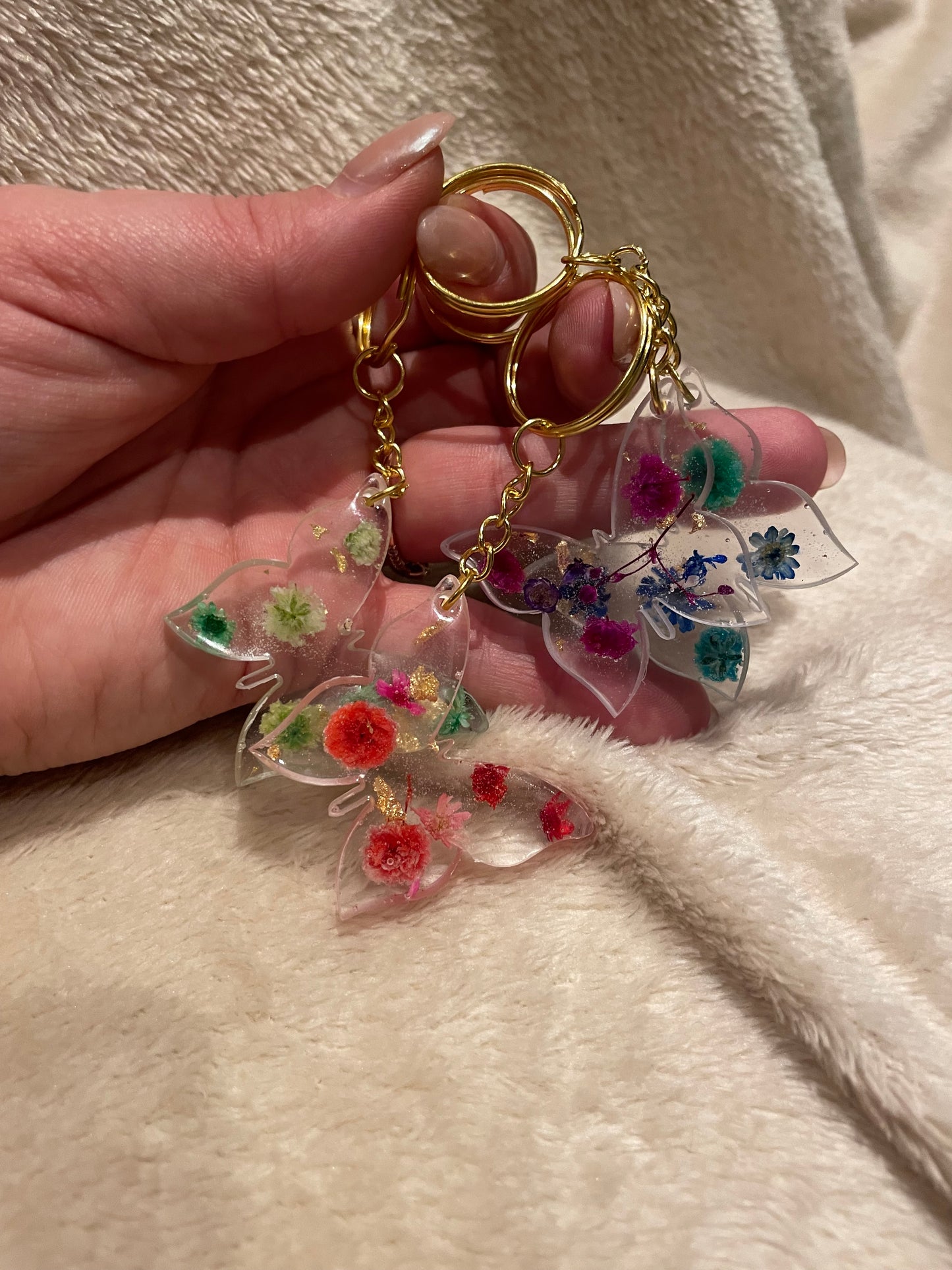 Bloemige vlinder sleutelhangers