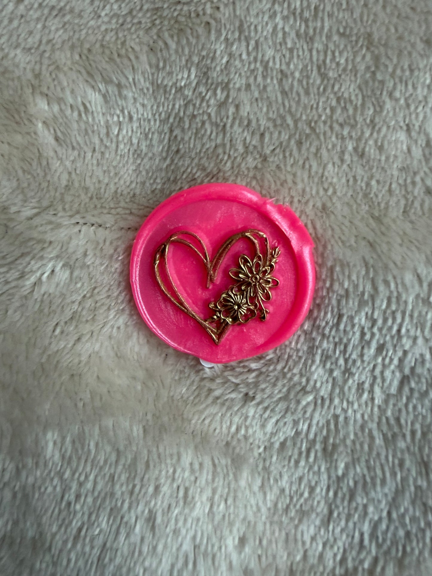 Wax zegel zelfklevend - hartje met bloemen