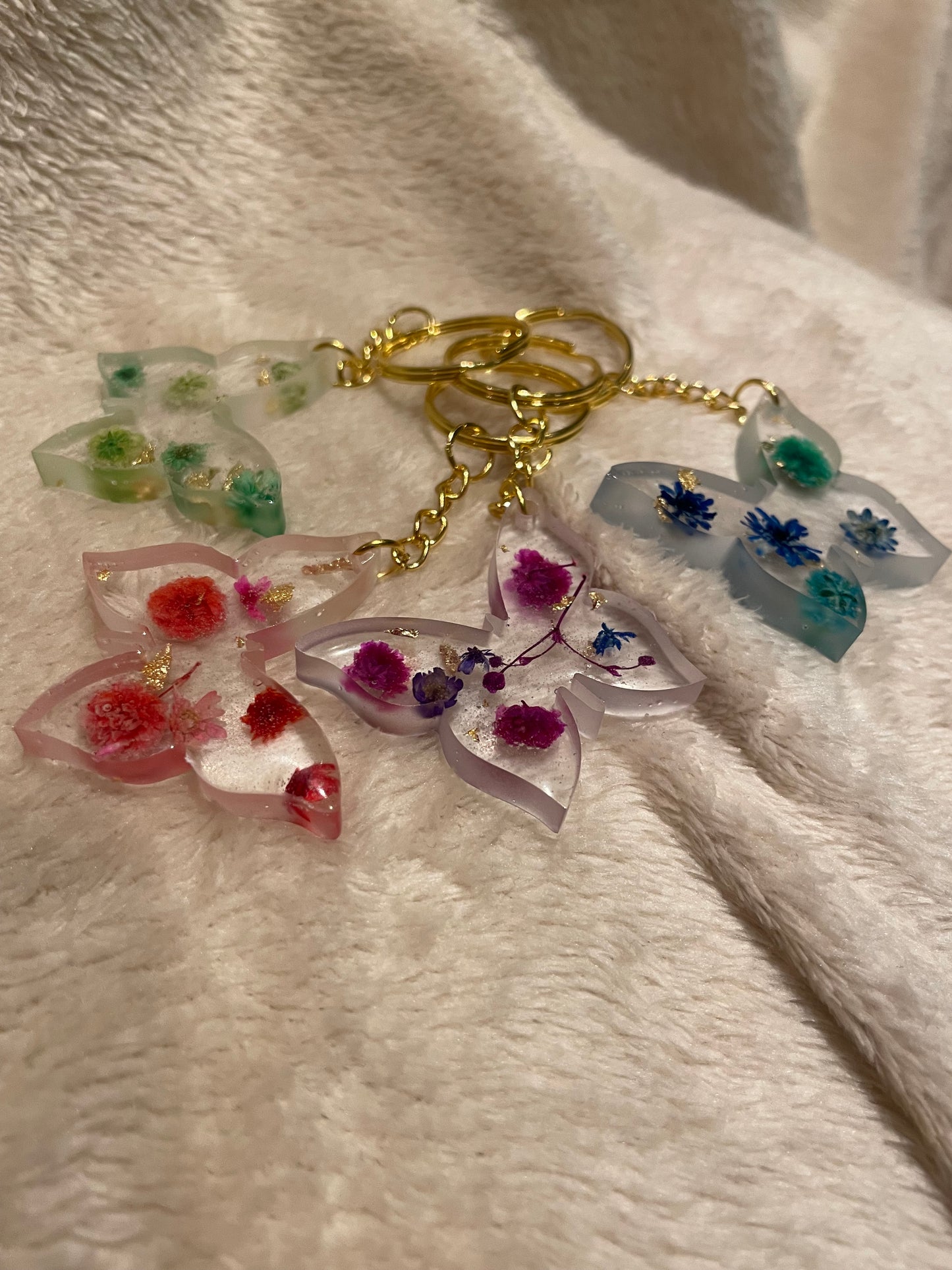 Bloemige vlinder sleutelhangers