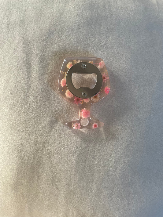 Bloemige Wijnglas Flesopener