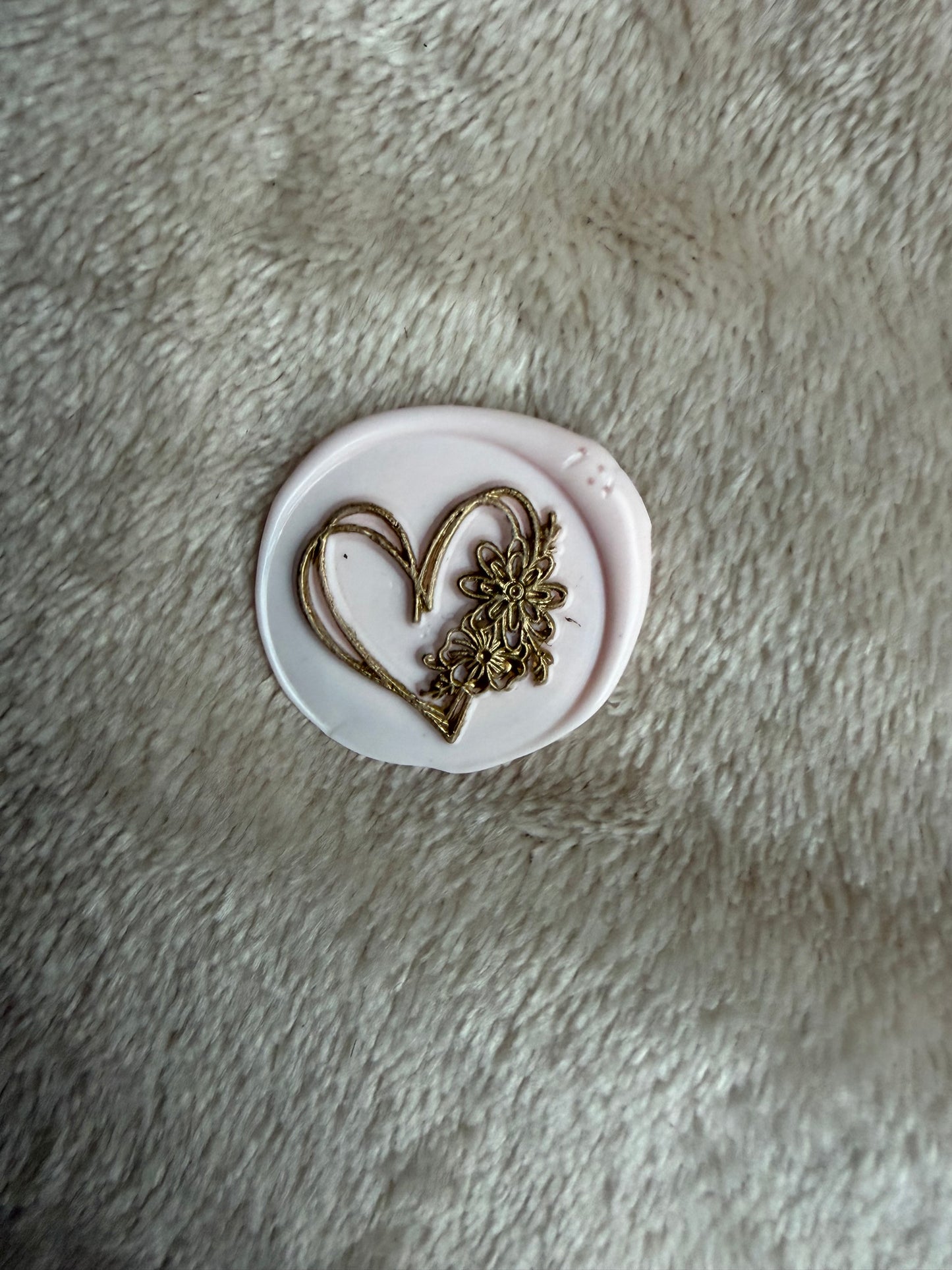 Wax zegel zelfklevend - hartje met bloemen
