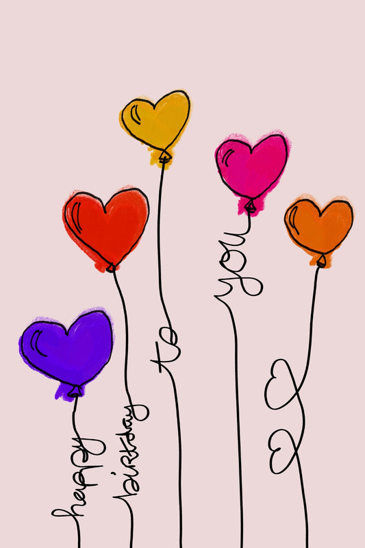 Wenskaart - Happy Birthday balloons