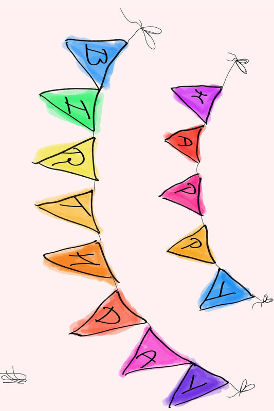 Wenskaart - Happy Birthday flags